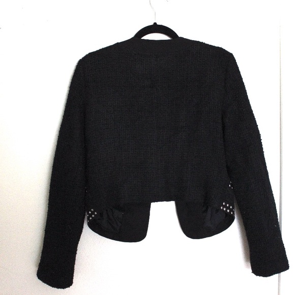 Karen Kane Silver Studded Tweed Cropped Jacket - Picture 5 of 5